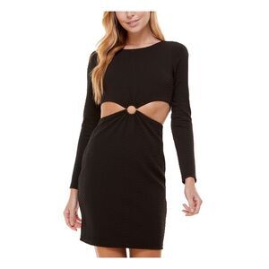 CITY STUDIO Womens Body Con Short Dress Black Long Sleeve Party Juniors XXS